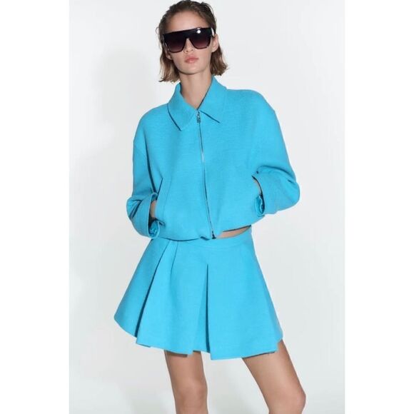 NWT Zara Blogger’s Favorite High Waisted Pleated Textured Skort, Size XS - Picture 2 of 16